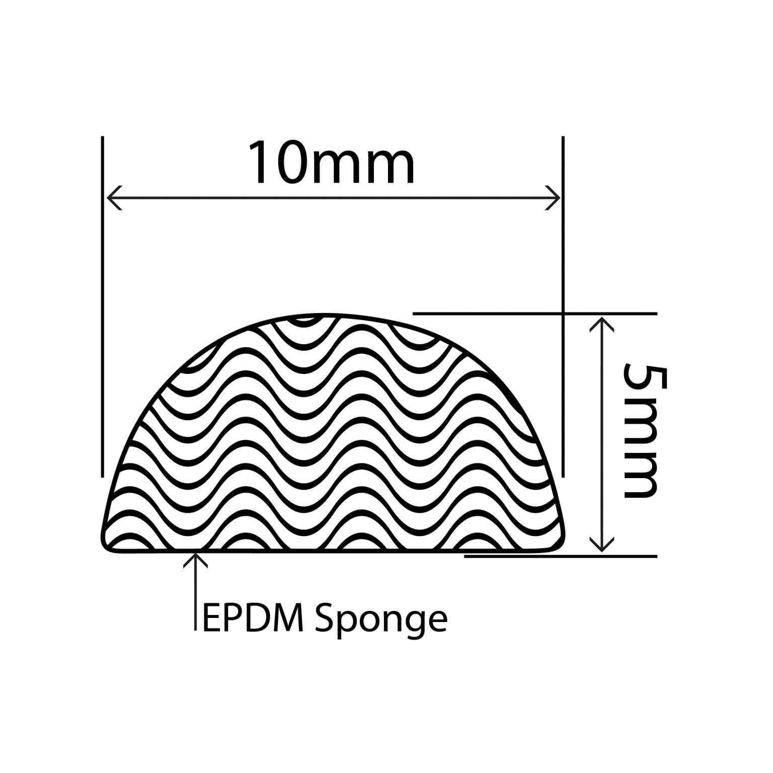 EPDM Sponge Half Round Section 10mm x 5mm