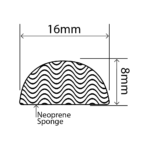 EPDM sponge half round section 16mm x 8mm