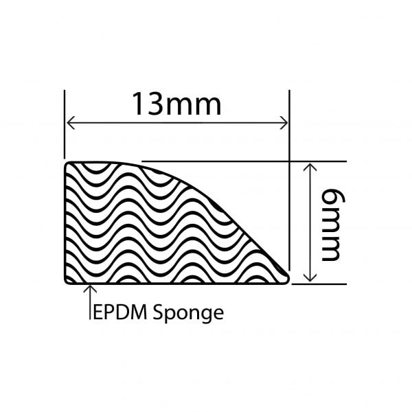 EPDM Sponge Wedge Section 13mm x 6mm RUBBERSMART.CO.UK