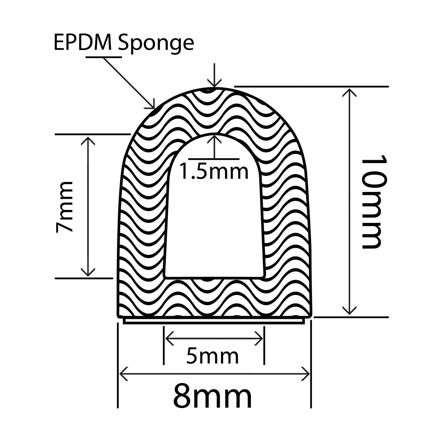 EPDM Sponge D Section 8mm x 10mm RUBBERSMART.CO.UK