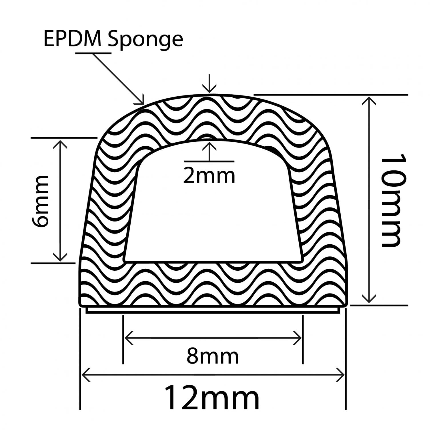 EPDM Sponge D Section 12mm x 10mm RUBBERSMART.CO.UK