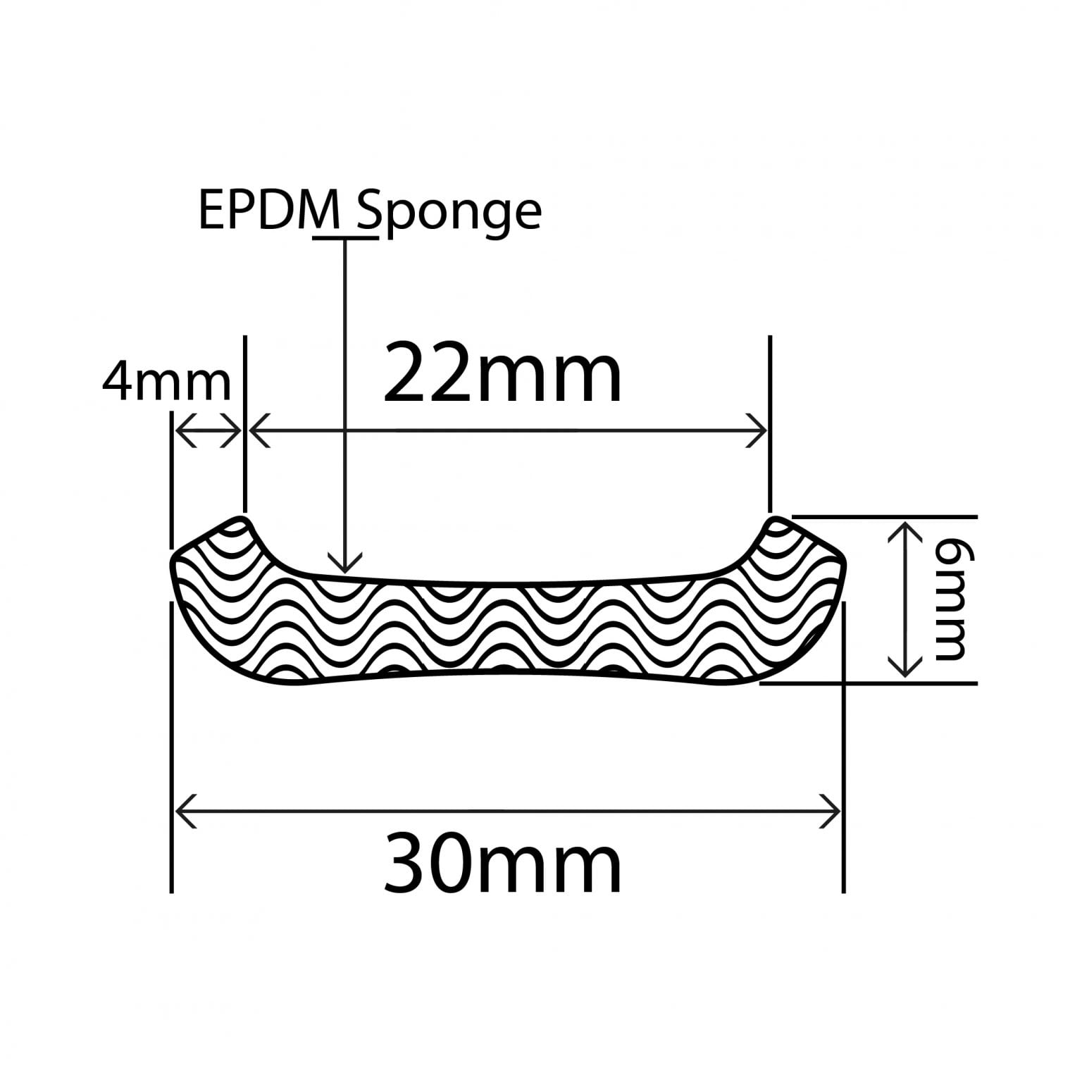 EPDM Sponge Strip Section 30mm x 6mm RUBBERSMART.CO.UK
