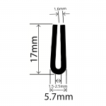 RC-B004 - EPDM U Channel - 5.7mm x 17mm