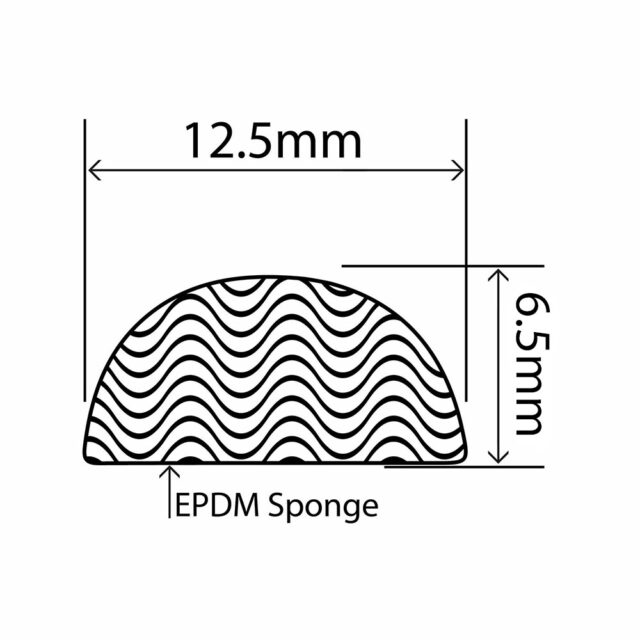 RC-S003-12 - EPDM Sponge Half Round Section – 12.5mm x 6.5mm