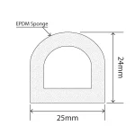 RC-S006 - EPDM Sponge D Section - 25mm x 24mm
