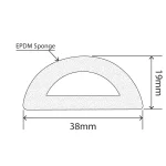 RC-S007 - EPDM Sponge D Section - 38mm x 19mm