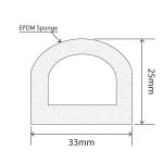 RC-S008 - EPDM Sponge D Section - 33mm x 25mm