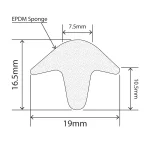 RC-S052 - EPDM Sponge T Seal - 19mm x 16.5mm