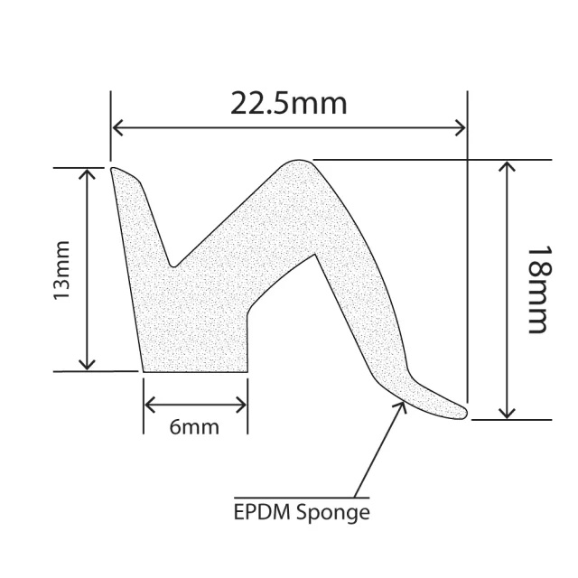 RC-S110 - EPDM Sponge Seal - 22.5mm x 18mm