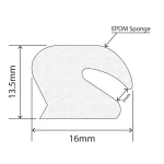 RC-S116 - EPDM Sponge Boot Seal - 16mm x 13.5mm