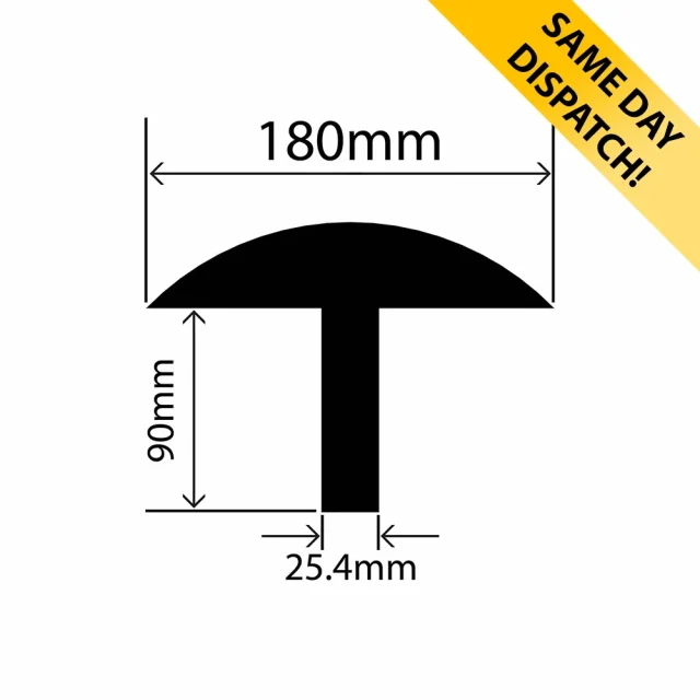 RC01110-180 - Weighbridge Rubber T Section - 180mm x 90mm x 3m - Available for same day dispatch