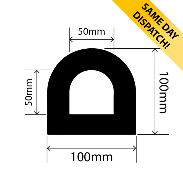 RC0801-100 - Rubber D Fender - 100mm x 100mm