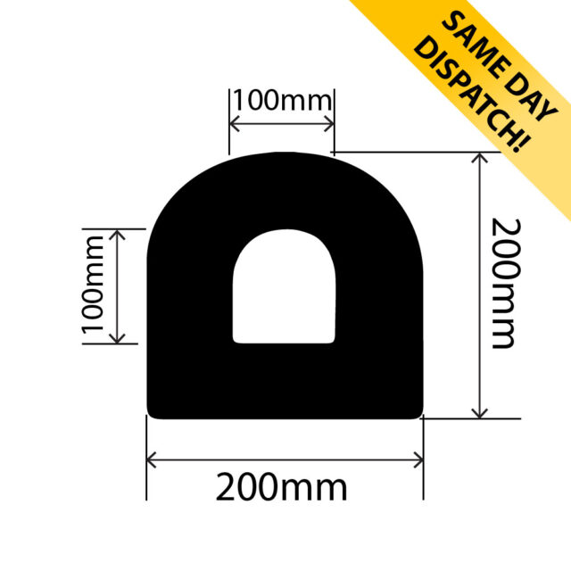 RC0801-200 - Rubber D Fender - 200mm x 200mm - Available for same day dispatch