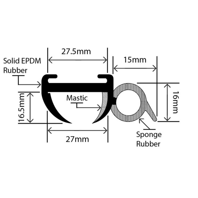 RCWS-03 - Caravan Window Seal - 27.5mm x 16mm