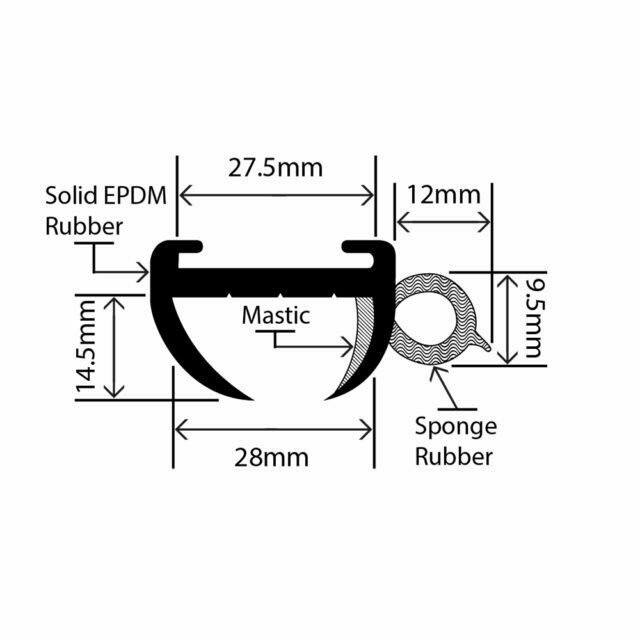 RCWS-18 - Caravan Window Seal - 28mm x 14.5mm