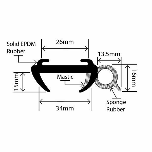 RCWS-29 - Caravan Window Seal - 34mm x 15mm