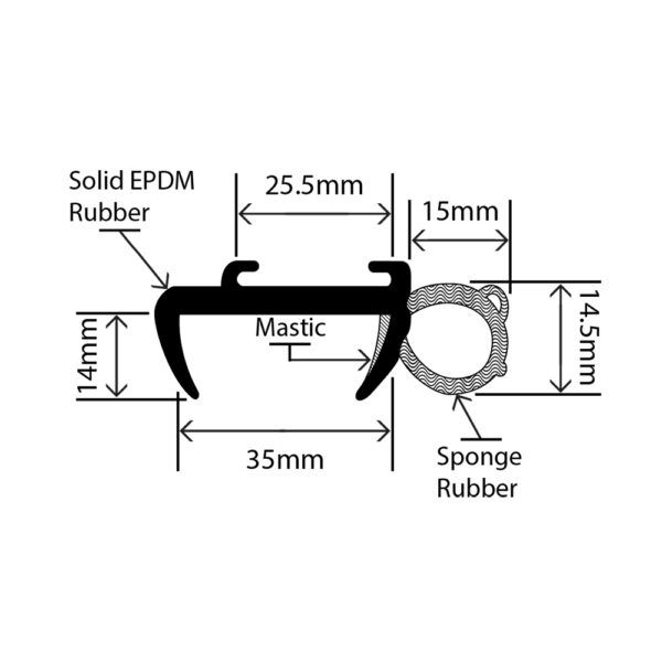 RCWS-32 - Caravan Window Seal - 50mm x 14.5mm
