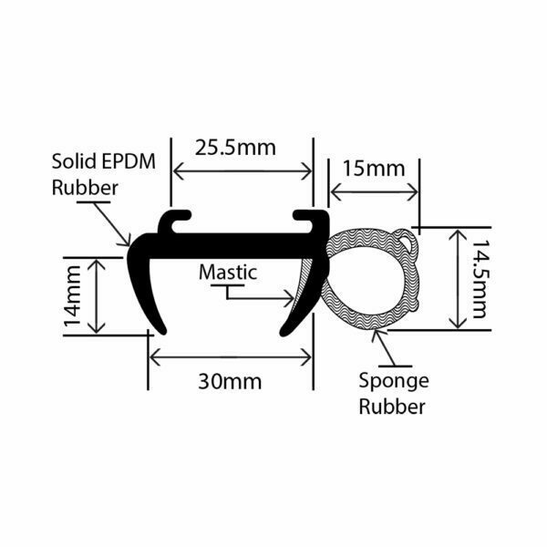 RCWS-33 - Caravan Window Seal - 45mm x 14.5mm