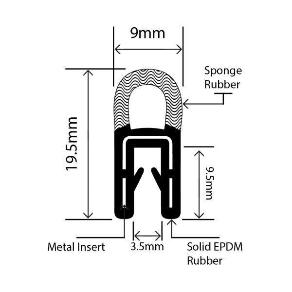 Self Grip Top Seal 9mm x 19.5mm RUBBERSMART.CO.UK