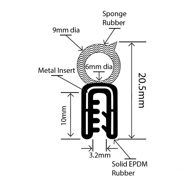 RCTS9X20.5L - Self Grip Top Seal - 9mm x 20.5mm