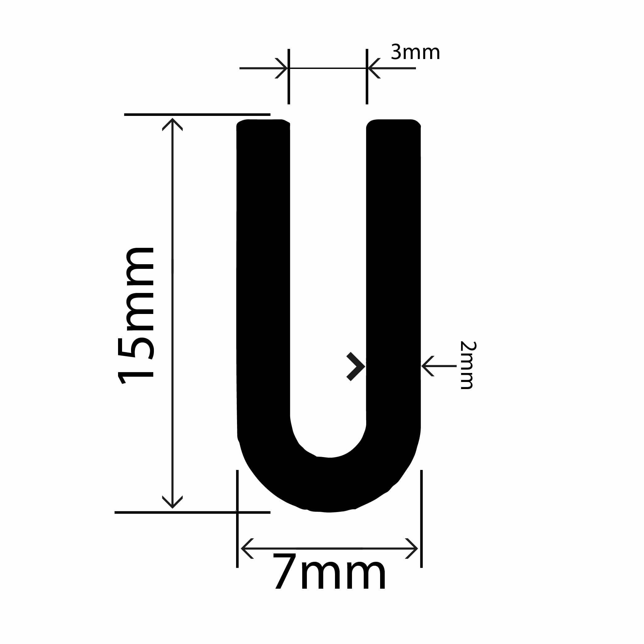 RC2285 Rubber TPE U Channel - 7mm x 15mm