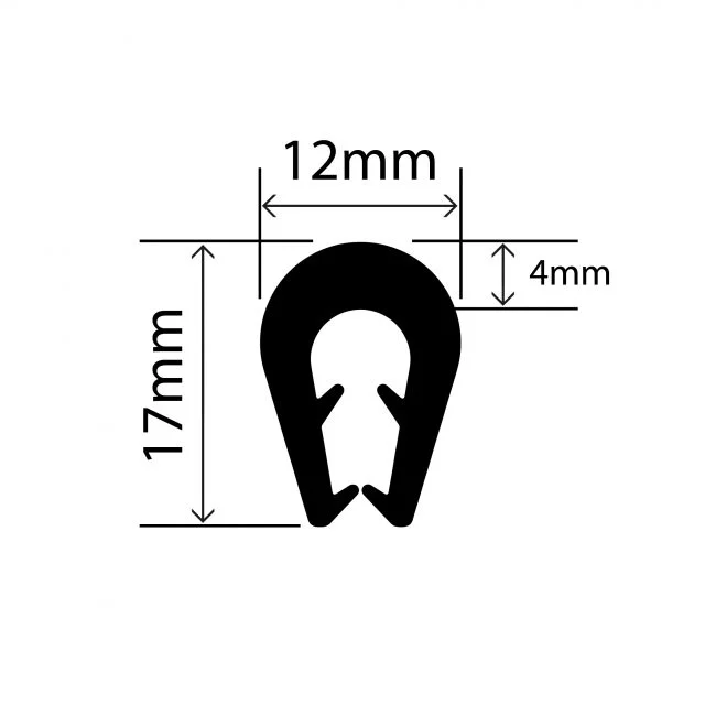 RC1009 Rubber TPE U Channel - 12mm x 17mm