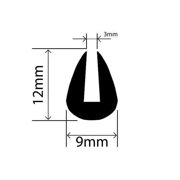 RC360 Rubber TPE U Channel - 9mm x 12mm