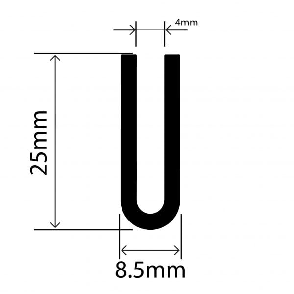 RC713 Rubber TPE U Channel - 8.5mm x 25mm