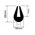 RC4307 Rubber TPE U Channel - 18mm x 28mm
