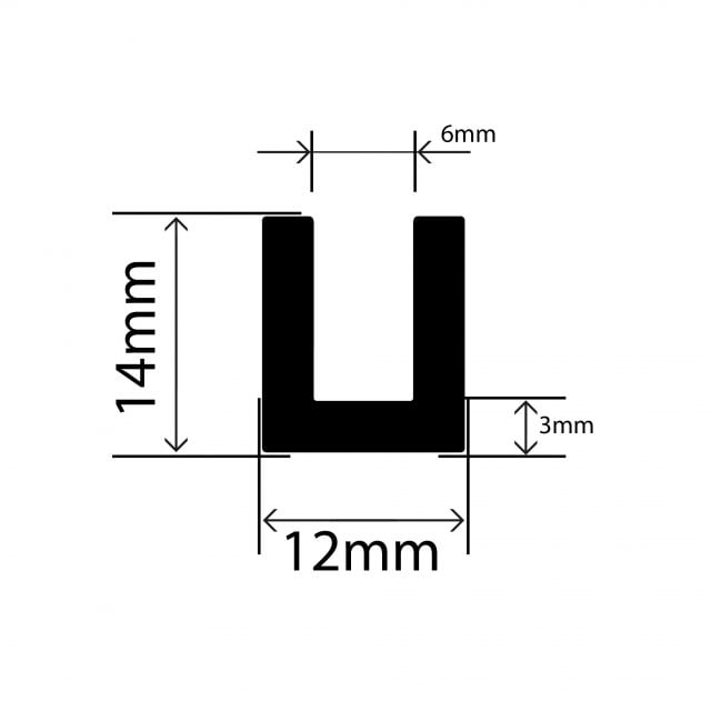 RC4363TR - TPE Square U Channel – 12mm x 14mm