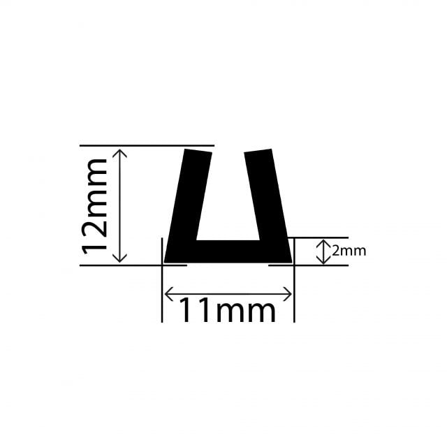 RC239 - TPE Square U Channel - 11mm x 12mm