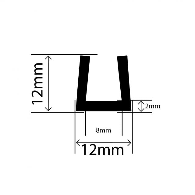 RC183 - TPE Square U Channel - 12mm x 12mm