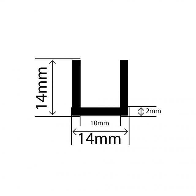 RC1900 - TPE Square U Channel - 14mm x 14mm
