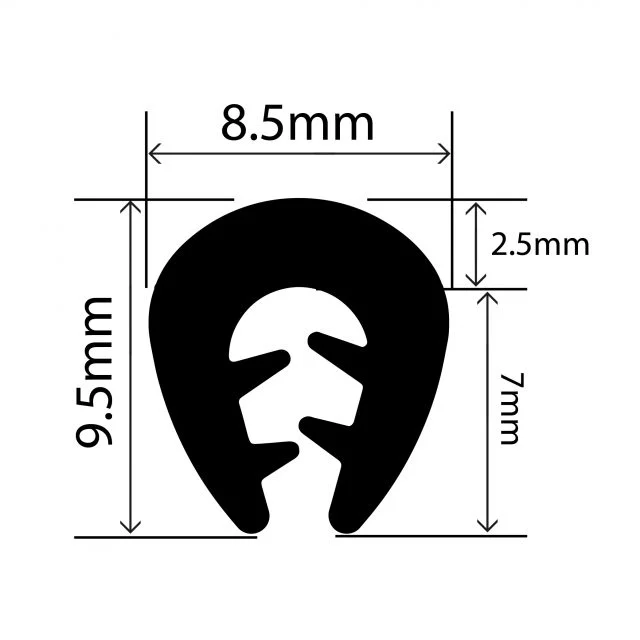 RC024 - TPE U Channel - 8.5mm x 9.5mm