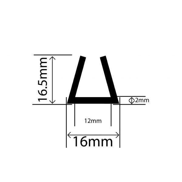 RC492 - TPE Square U Channel - 16mm x 16.5mm