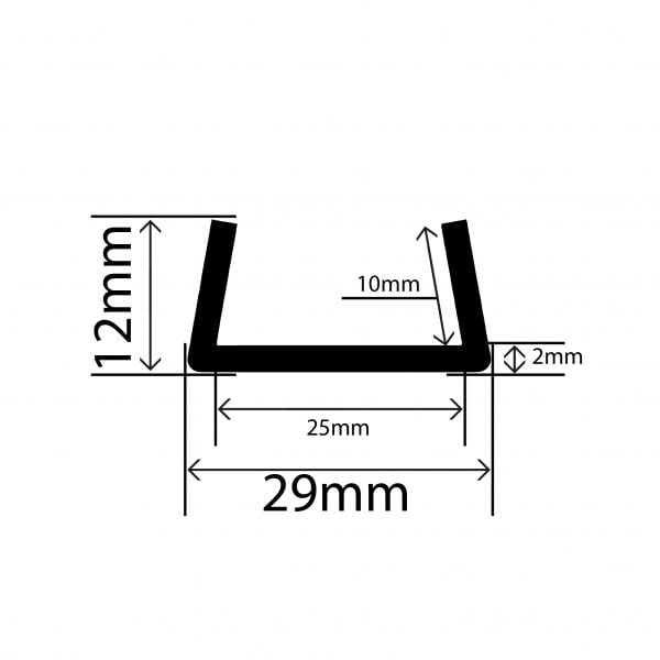 RC2067 - TPE Square U Channel - 29mm x 12mm
