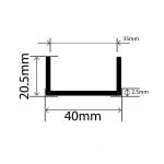 RC4301 - Rubber TPE U Channel - 40mm x 20.5mm