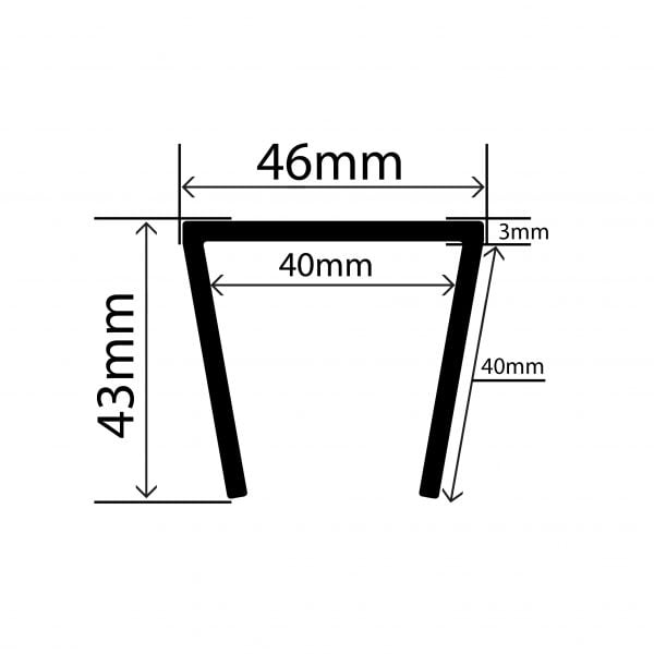 RC3067 - TPE Square U Channel - 46mm x 43mm