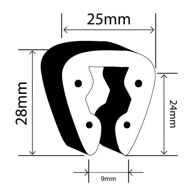 RC-P042 - PVC (4/2) U Fender - 25mm x 28mm