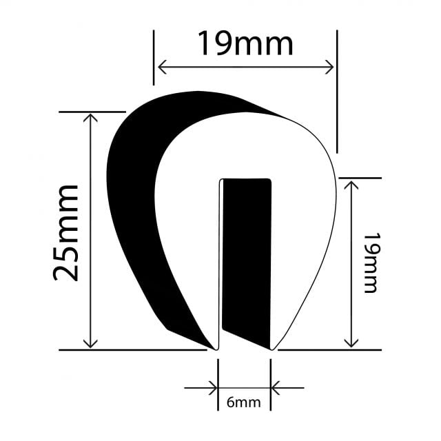 RC-P040 - PVC U Fender - 19mm x 25mm