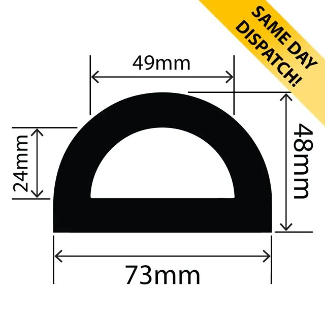 RC0801-73 - Hollow Rubber D Fender - 73mm x 48mm - Available for same day dispatch