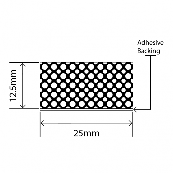 neoprene sponge strip 25mm x 12.5mm