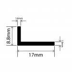 RCAP17X8.8L - Rubber L Profile - 17mm x 8.8mm