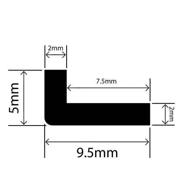 RCAP9.5X5L Rubber L Profile - 9.5mm x 5mm