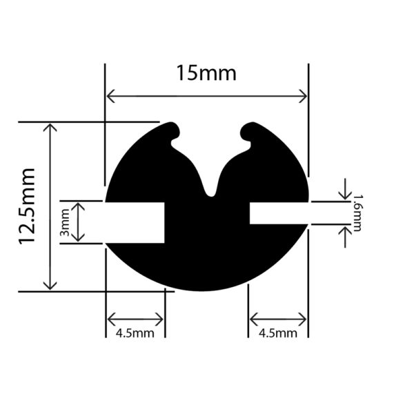 RC-I768 - Claytonrite Weatherstrip Glazing Seal - 15mm x 12.5mm