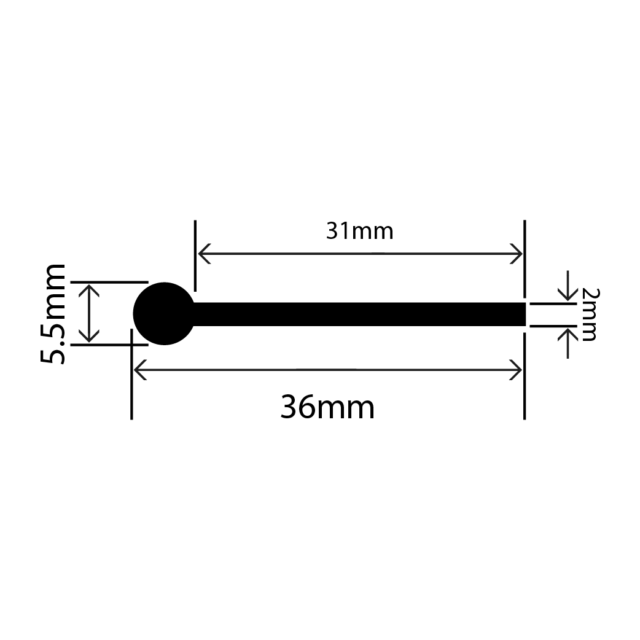 rubber EPDM P extrusion 36mm x 5.5mm