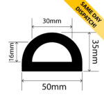 RC0801-50-5 - Hollow Rubber DD Fender - 50mm x 30mm