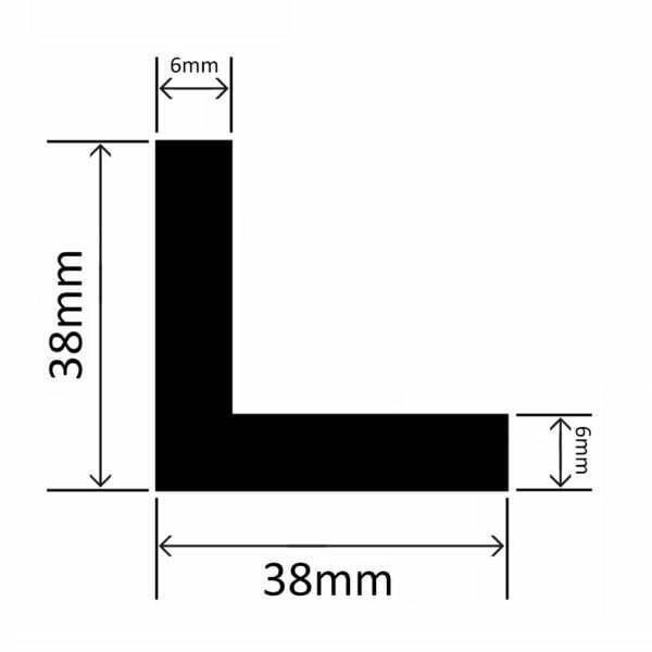 RCAP38X38K - Rubber EPDM L Profile - 38mm x 38mm