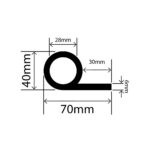 RC-7040 - Rubber EPDM P Extrusion - 70mm x 40mm