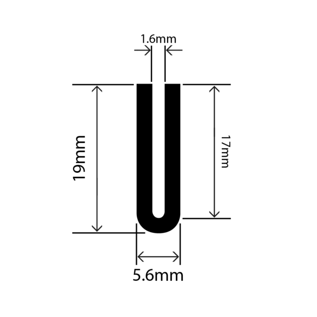 RC-I0250 - EPDM U Channel - 5.6mm x 19mm